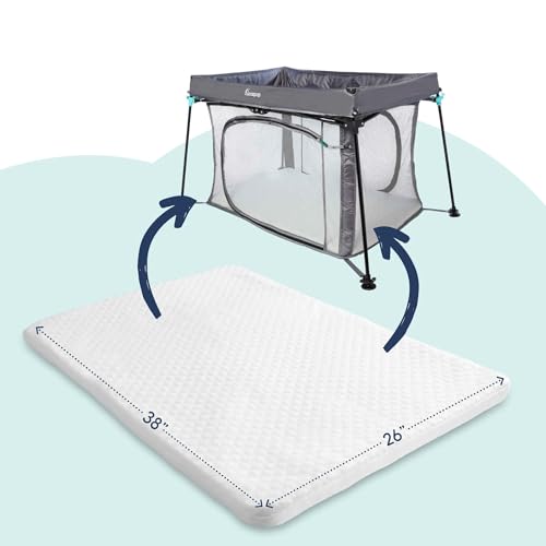 Image of hiccapop Pack and Play Mattress (38"x26"x1.5"), Playpen Mattress, Playard Mattress for Pack and Play, Pack N Play Mattress with Washable Cover, 1.5" Thick