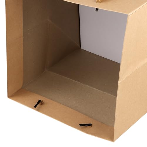 CHUENKUK Lot de 15 Sacs en Papier Kraft avec Anse - 21 x 21 x 21 cm - Sacs Cadeaux Carrés Marron pour Fête, Anniversaire, Noël, Shopping – vue 3