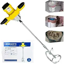 Misturador Tinta Argamassa Elétrico Pedreiro Pintores Menegotti Com Motor Mono 60Hz 127V Mel1200W V4 0-780 rpm