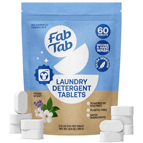 Fab Tab Laundry Detergent Tablets, Clean Ingredients, Sensitive Skin Friendly,
