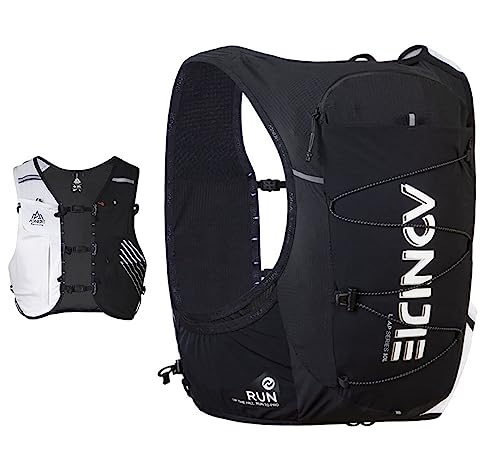 AONIJIE Running Hydration Vest Lightweight & Large Capacity Running Vest for Women Men, Hydration Backpack Fits 6.8" Phones (Blackwhite, X-Large)