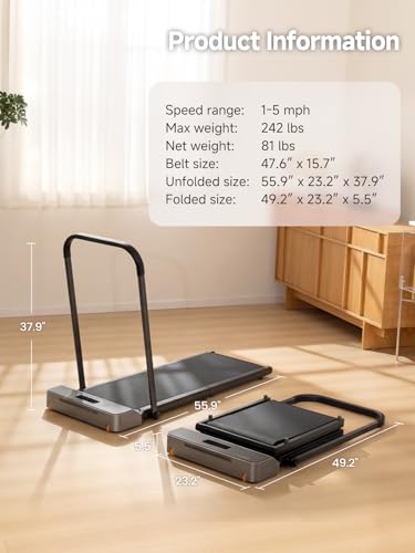 WalkingPad Z1R Foldable Under-Desk Treadmill with Removable Handle Bar — view 8