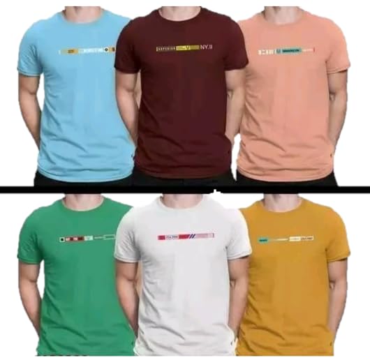 aadi zinesvar Men's Cotton Printed T-Shirts, Pack of 6, Assorted Colours-picture-42