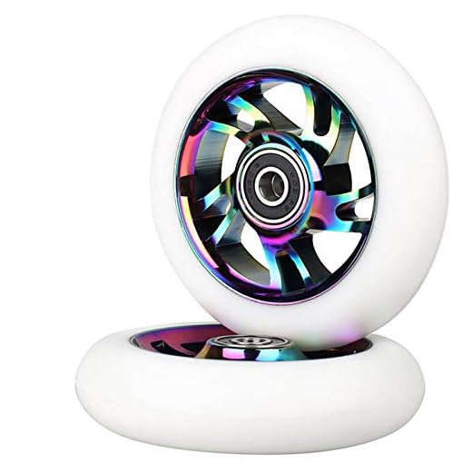 DUNRU Roue Trotinette Freestyle 2pcs 110mm Stub Scooter Roues Roues de Rechange avec Accessoires de Scooter per Roulet Pro Roue De Trottinette (Color : Neo White)