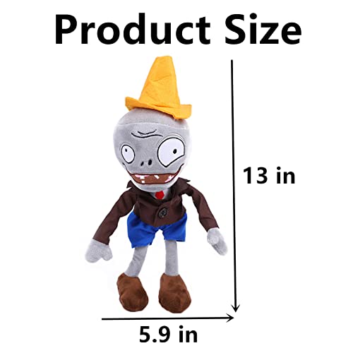 Jhesao 12" Pvz Plush Conehead Zombies Brown Coat Toys Pvz 1 2 Stuffed Soft Doll Roadblock Conehead Zombie New #TOP3