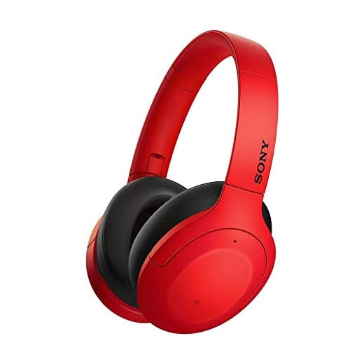 Sony WH-H910N - Auriculares inalámbricos (Bluetooth, Cancelación de Ruido, LDAC, hasta 35h de batería, Hi-Res Audio, h.Ear on, Sonido adaptativo, tecnología de Sensor de Ruido Dual, DSEE HX) Rojo