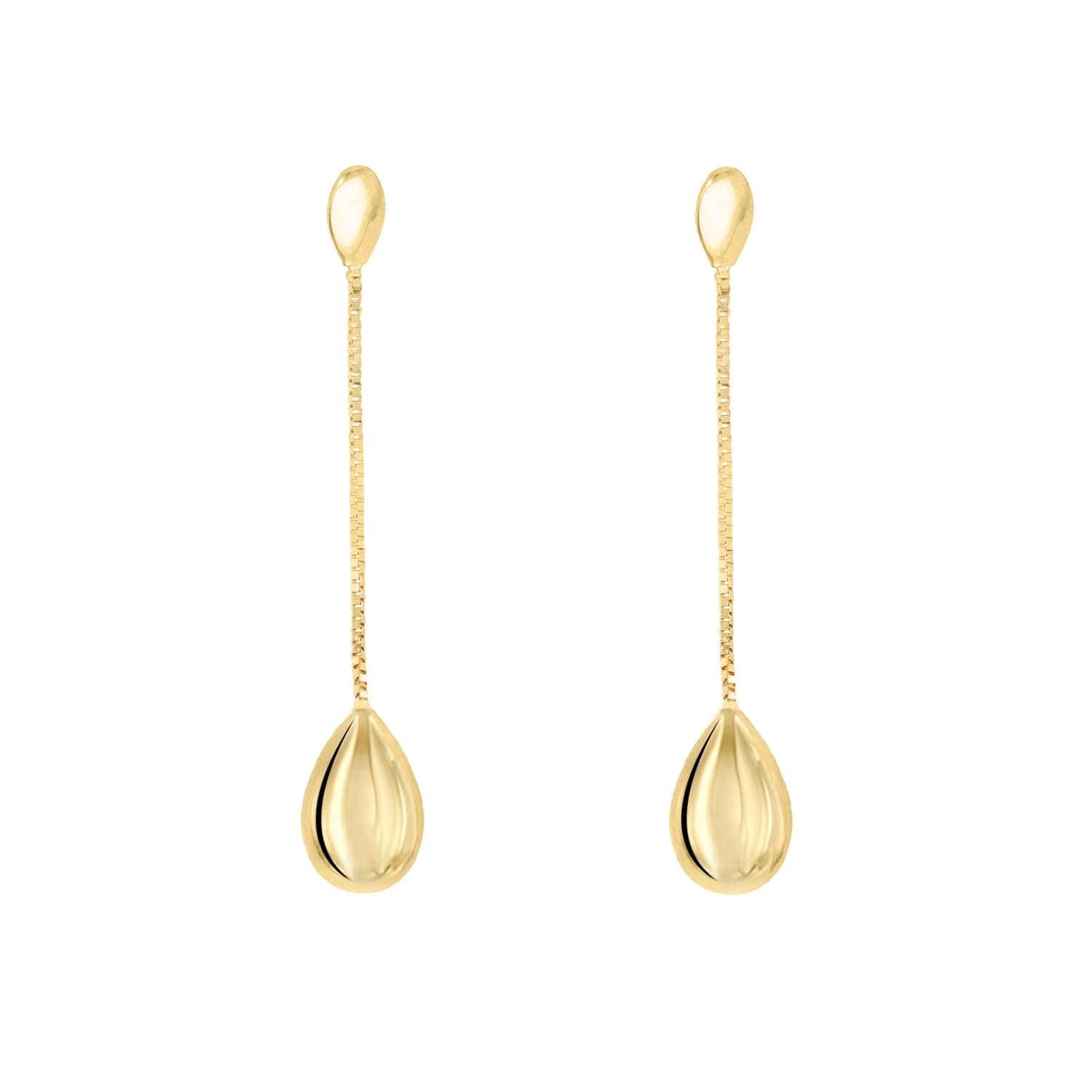 Orecchini Lunghi In Oro 9K Bianco E Giallo – Forme Di Lucchetta, Made In Italy, 0,85 Gr, Chiusura Farfallina