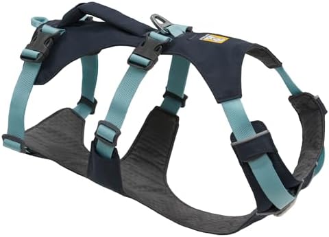 RUFFWEAR Flagline Dog Harness, Medium Reflective Y Shaped Dog Harness with Handle, Lightweight Adjustable Padded Dog Walking & Dog Running Harness, 3 Lead Attachments, Size M, Alpenglow Pink