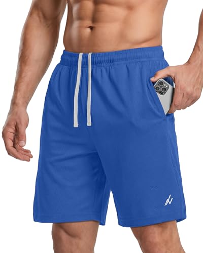 NY Threads Mens Athletic Shorts Quick Dry Loose-Fit Lightweight Running Workout Gym Shorts with Pockets Large Royal Blue