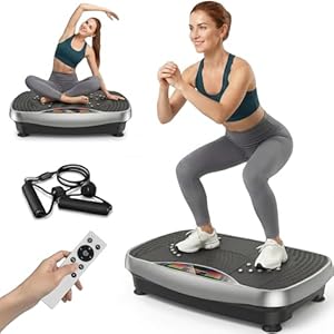 Vibrationsplatte, Rüttelplatte Sport für Zuhause, Vibrationsboard mit 150kg Belastbarkeit, 99 Stufen, Kompaktes Design mit Leisem Motor, Trainingsbänder, Vibrationsplatte für Frauen und Männer