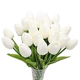 Lieferumfang: 27 künstliche Tulpen in weiß genug, um Ihr Schlafzimmer und Wohnzimmer zu dekorieren