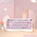 FKZ Cute PBT Keycaps,Kawaii Dye-Sub Keycap Similar MOA Profile 112 Keys Full Custom Keycap Set for Cherry MX Switch ANSI Layout 75% 60% Mechanical Gaming Keyboard Creamy Keycaps (Pink-Candy)