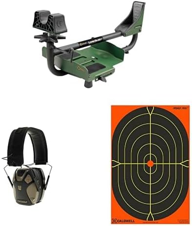Caldwell Lead Sled 3 Shooting Rest Bundle with E-MAX Pro Hearing Protection and Orange Peel Oval Silhouette Target Pack, for Range, Target Shooting, and Outdoors
