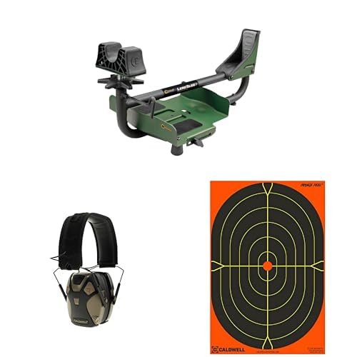 Caldwell Lead Sled 3 Shooting Rest Bundle with E-MAX Pro Hearing Protection and Orange Peel Oval Silhouette Target Pack, for Range, Target Shooting, and Outdoors