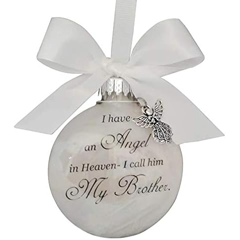FEBUD Ornament Feather Ball Keychain I Have an Angel in Heaven I Call Him/Her Dad/Mom/Dau/Son/Grandpa/ma/Wife/Hunsband Memorial Ornament for Loss of He/She Forever in Our Heart Cover