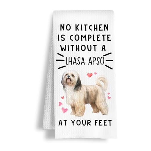 HSIASHENG Funny Lhasa Apso Hand Towels for Kitchen Home Bathroom Decor, A Kitchen is Not Complete Without A Lhasa Apso Dish Towel, Dog Lovers Gift, 16×24 Inch