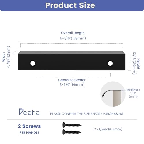 Image of Goldenwarm Black Cabinet Handles 3-3 /4 Inch 10 Pack, Finger Pulls for Cabinets, Edge Pull for Dresser Drawers, Aluminum Alloy, Modern Kitchen Hardware for Dresser Bathroom Closet and Cupboard
