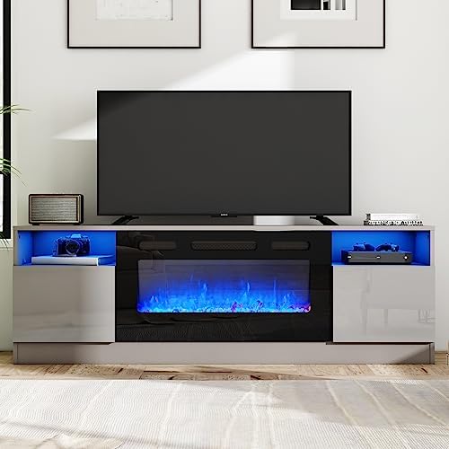 Meble Furniture Cali BLEF Floating Fireplace TV Stand for