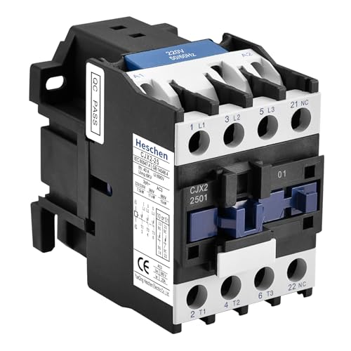 Image of Heschen AC Contactor, CJX2-2501,50/60Hz Coil, 3P, 3 Pole, Normally Closed, Ie 25A, Ue 380V (CJX2-2501 NC, AC 220V)
