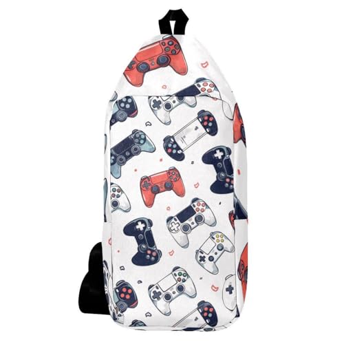 Sac à dos à bandoulière au motif manettes de jeu design multicolore compact