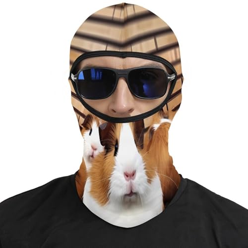 Máscara de esquí para hombres y mujeres Balaclava con estampado de conejillos de Indias, máscara facial térmica para clima frío, equipo para motocicleta, máscara de esquí para invierno miniatura 3