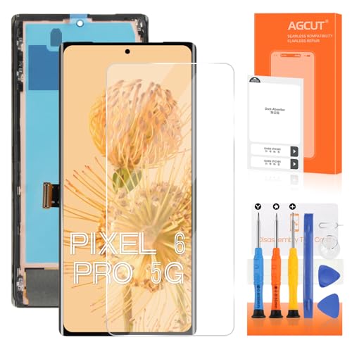 OLED for Google Pixel 6 Pro Screen Replacement for Pixel 6 Pro LCD Display GLUOG G8VOU LCD Digitizer Screen Touch Assembly with Frame+Fingerprint Cable Installation Guide
