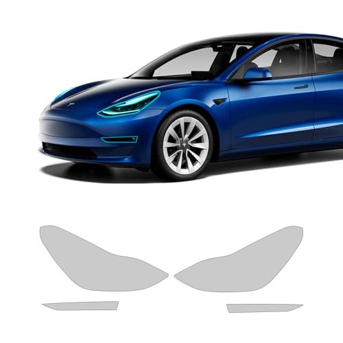 Paintville for Tesla Model 3 2017-2023 TPU PPF HD Clear Paint Protective Film Custom Fit Anti Scratch Self Healing Shield Guard Tesla Finishing Accessories for Headlight Fog Light