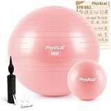 PhysKcal Balle de Gymnastique épaisse Rose 55 cm et 23 cm   Ballon de Gymnastique antidérapant   pour la Maison, la Salle de Sport et Le Bureau