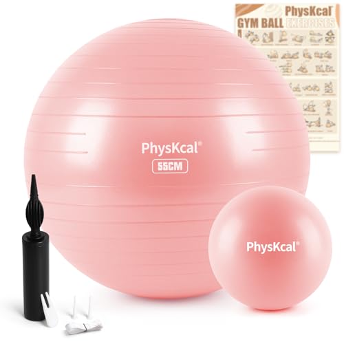 PhysKcal 55 cm Rosa Gymnastikball Set Ergonomischer Sitzball für Büro