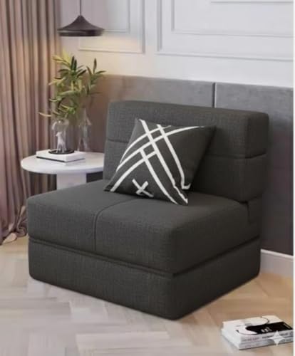 Image of Foldable One Seater Sofa Bed 3 x 6 Ft Jute Fabric Washable Cover Convertible Sofa Bed for Home & Office, Guest Room (Finish Color - Black - Pre-Assembled)