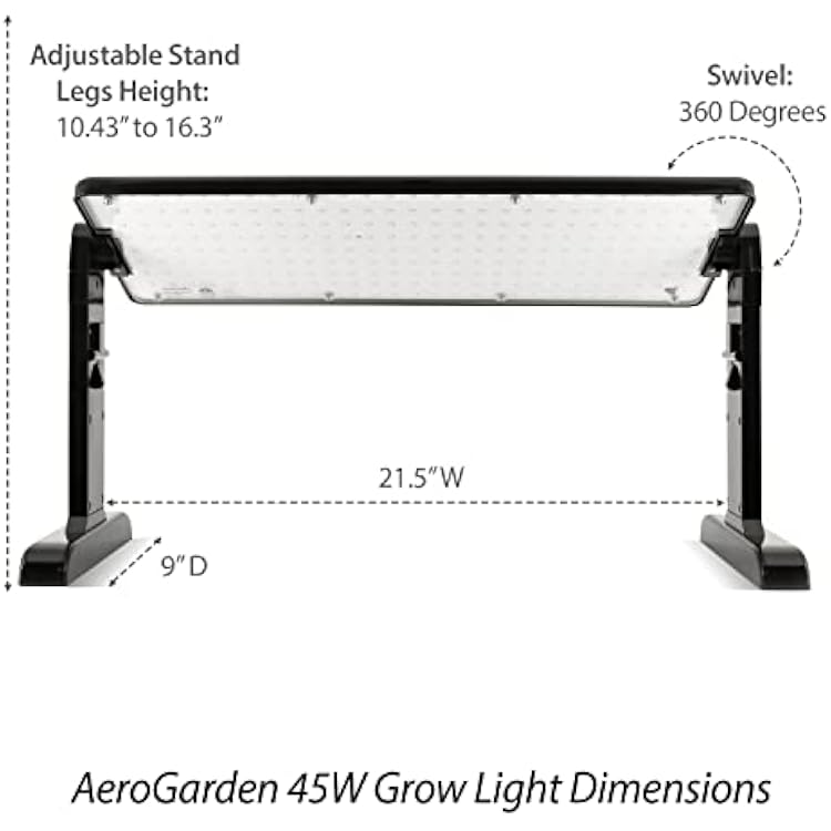 AeroGarden 45W LED Grow Light Panel - Grow Light for Plants, Includes Stand and Hanging Kit