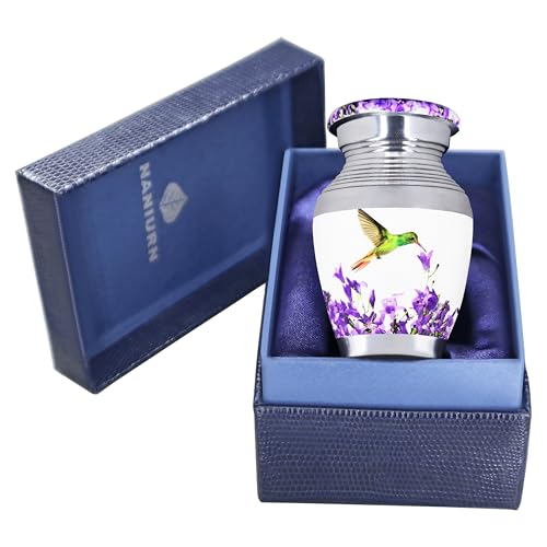 NANIURN White Keepsake Urns for Human Ashes, Small Hummingbird Urn