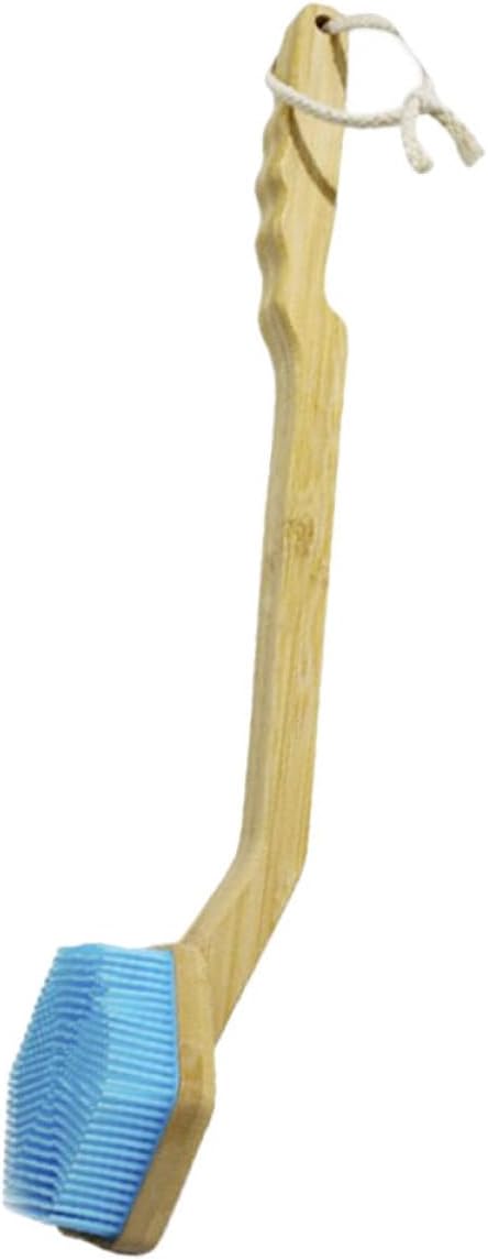 LABRIMP Back Scrubber Long Handle Bath Brush with Handle Silicone Bristles Detachable Shower Brush for Body Exfoliating Suitable for Elderly and Daily Bathing