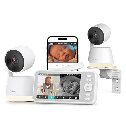 Image of Dr.Care LumiView Smart WiFi Baby Monitor with 2 Cameras - 5" 1080P FHD & 2K Camera App Control, Privacy Mode, 5000mAh Removable Battery, Cry & Motion Alerts, HD Night Vision, Multi-User,1279ft Rang