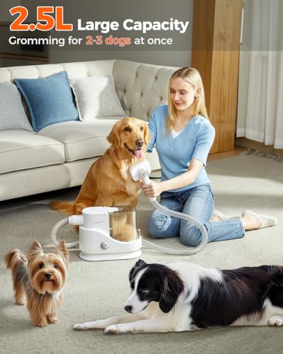 uwant Dog Vacuum for Shedding Grooming, 13000Pa Powerful Pet Hair Vacuum with 2.5L Dust Cup 7 Tools Portable Pet Grooming Vacuum Low Noise Dog Grooming Vacuum for Dogs/Cats