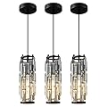 LMQNINE Pendant Lights Modern Black Pendant Light Mini Crystal Chandelier Pendant Lighting for Kitchen Island Dinning Room Bedroom Kitchen Sink Lighting (Black 3-Pack)