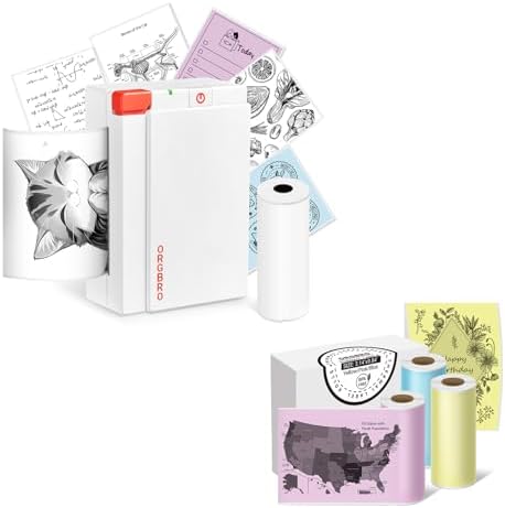 ORGBRO X3 Sticker Printer with 3 Rolls Colorful Non-Adhesive Paper, Bluetooth Thermal Printer Support 2-3 inch Printing Width, 80mm x 3m Thermal Stickers for Study Notes, Plan Journal, Photo image 5