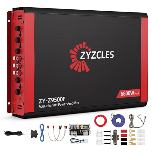 2026 Upgraded ZYZCLES 4-Channel High Power Car Amplifier, 6800W Max Power, 4X1700W RMS 2 Ohms 4 Channels 2 Bridged Channels(3400W), Class AB, Low Distortion - Unleash Studio-Quality Sound in Your Ride