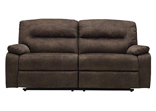 Signature Design By Ashley Bolzano Faux Leather Double Seat Manual Reclining Sofa, Brown #TOP15