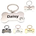 Personalised Engraved Stainless Steel Dog Tag ID - Bone with Paw - Choose Size - Choose Colour