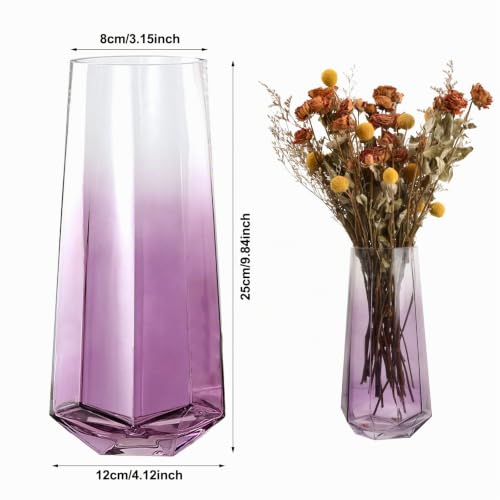 Miniatura 2 de Laughhe Florero De Flor Cristal, 25 Cm Jarrón Transparente Florero De Vidrio Moderno, Botella De Flor Florero Redondo Jarrón Grande Modernopara Fiestas Patio Oficina Hogar Cocina Verde