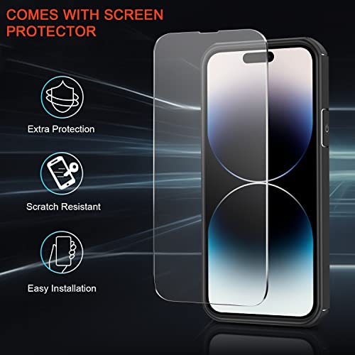 Tendlin Magnetic Case Compatible With Iphone 14 Pro Case [Compatible With Magsafe] Crystal Clear Hard Back Soft Bumper Protective Case (Black) #TOP7