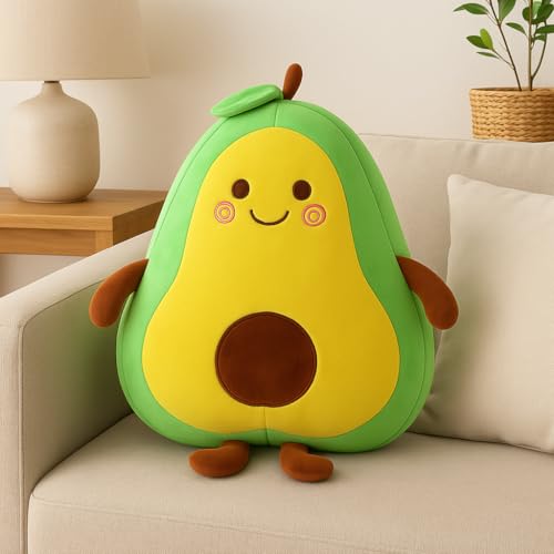 Image of Avocado Plush Toy for Kids - 35CM Ultra-Soft Huggable Stuffed Animal Pillow | Cute Fruit Plushie for Babies, Toddlers, Boys & Girls | Birthday Gift, Home Decor (Green)