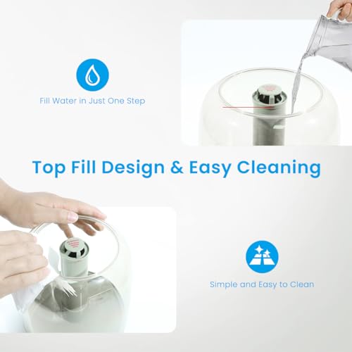 Image of Supvox Bedroom Humidifiers for Bedroom, Baby NurserHome Cool Mist Humidifier 4.2L Cold and Cough 360 Nozzle Rotation Ultrasonic Adjustable Air Humidifier with Mist Adjust Auto Shut-Off