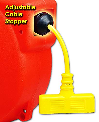 REELWORKS Heavy Duty Extension Cord Reel, 16AWG/3C SJT, Triple Tap, 33'