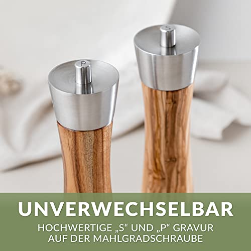 Salz- und Pfeffermühle Amøre Mio mit Untersetzer, 2er Set