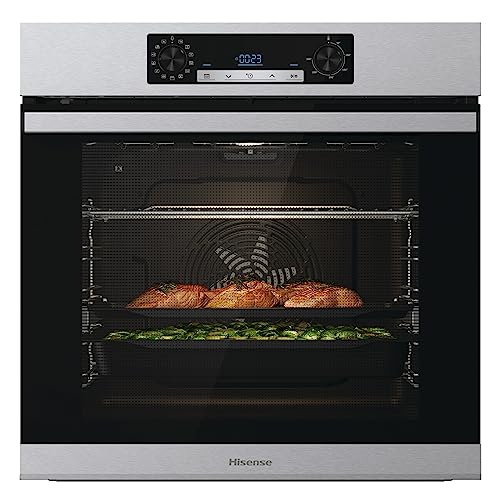 Hisense BSA65226PX, Forno Multifunzione Termoventilato, Cavità XXL 77L, Auto Pulizia Pirolitica, 13 funzioni di cottura, 3 programmi con aggiunta Vapore, Funzione pizza 300°C, Cottura AirFry