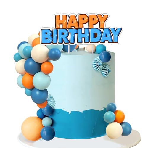 Image of Blue Happy Birthday Cake Topper