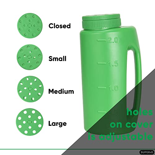 Image of Superio Handheld Spreader for Lawn and Garden Seed, Fertilizer and Ice Melt Spreader 2 Liter, Adjustable Hole Size
