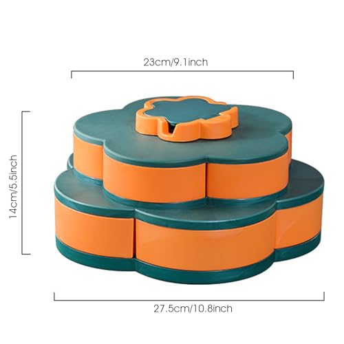 Spinner à collation double couche à 5 compartiments et plateau de service avec couvercle